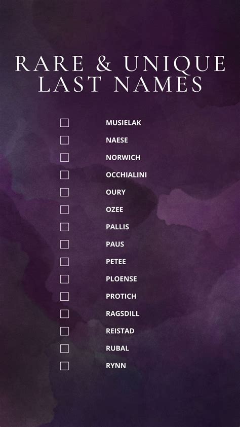 Printable List Of Unique Last Names [PDF Included] - Printables Hub