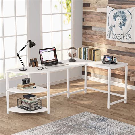 Buy Tribesigns L-Shaped Desk with Corner Shelf, 74 inch Corner Computer ...