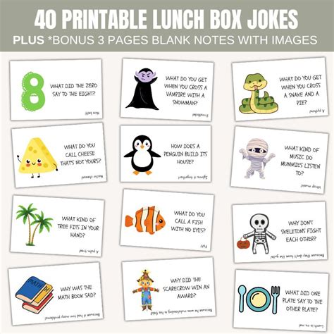 Lunch Box Jokes, Lunch Notes for Kids, Lunch Box Notes, Lunchbox Jokes ...