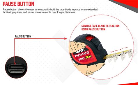 FREEMANS PRO-TEK 5m:19mm Steel Inchi Pocket Measuring Tape with Non ...