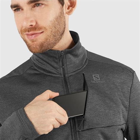 Salomon Midlayers Outlet Shop - Black TRANSITION FZ MID M Mens