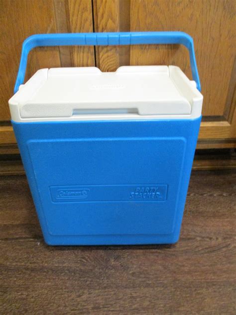 Vtg COLEMAN Party Stacker Cooler Rare Blue Holds 24 Cans Ice Chest 6224 ...