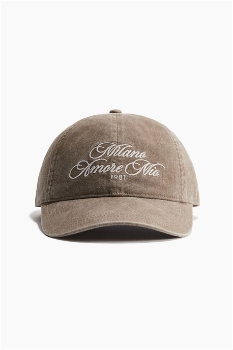 Embroidered-motif twill cap - Greige/Milano - Ladies | H&M IN
