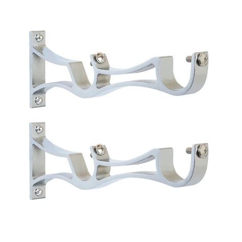 Buy SPOTBIA Curtain Knob/Bracket Rod Heavy Support/Bracket Steel Chrome ...
