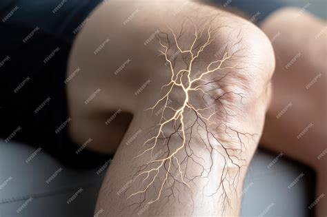 Depiction of nerve pain and fatigue a person with exhausted legs showing physical strain of ...