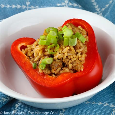 Mexican Beef and Rice Stuffed Peppers (GF) • The Heritage Cook
