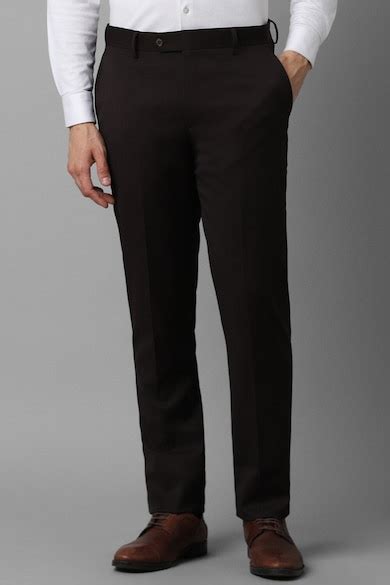 Buy Men Brown Slim Fit Solid Flat Front Formal Trousers Online ...