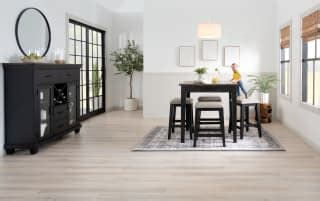 Montana 3 Piece Black & Beige Upholstered Counter Height Dining Set ...