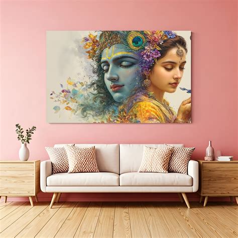 Radha Krishna Floral Canvas | Divine Wall Art – CIPHER SPACES
