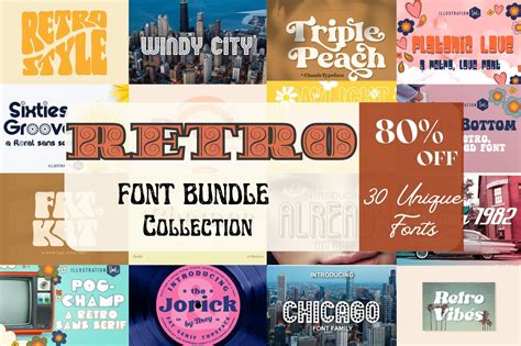 Retro Font Bundle |cricut Font|groovy Font |vintage Font| Commercial ...