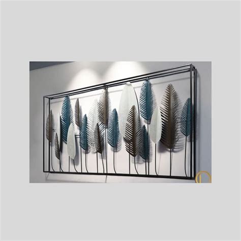 Metalkart Special Framed With Multicolor Feathers Wall Art (48 x 24 ...