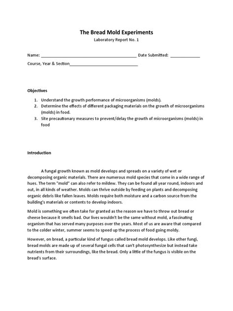 Image result for Example of Experiment of Bread