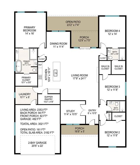 2353 ft² Floor Plan, Khalifa Court – Pyramid Homes | Home Builders ...