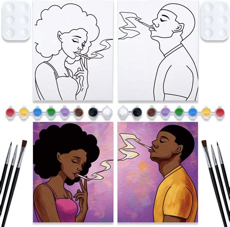 Amazon.com: Couples Paint Party Kits Pre Drawn Canvas for Adults for ...