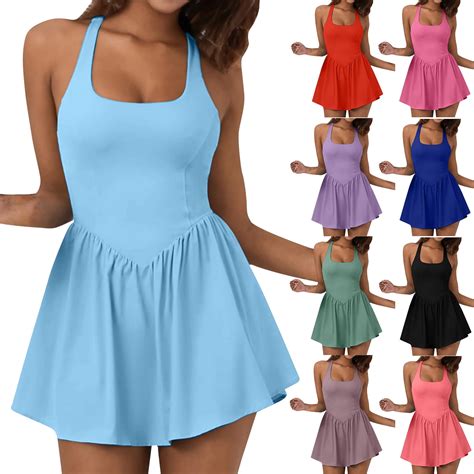 Meichang Tennis Dresses for Women, Tennis Golf Dresses with Built in Shorts Sleeveless Scoop ...