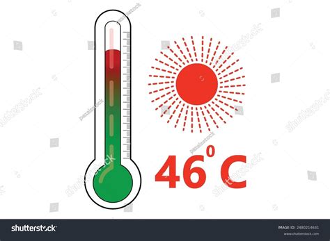 Red Thermometer 46 Degree Celsius Logo Stock Vector (Royalty Free ...