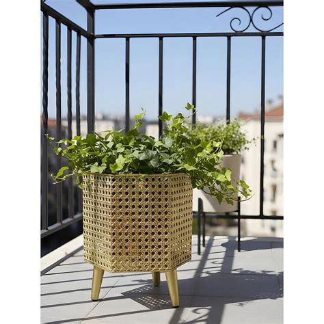Buy Aarvi Decor Golden Metal And Wood Freestanding Hexagonal Luxe ...