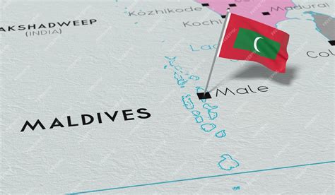 Premium Photo | Maldives male national flag pinned on political map 3d illustration