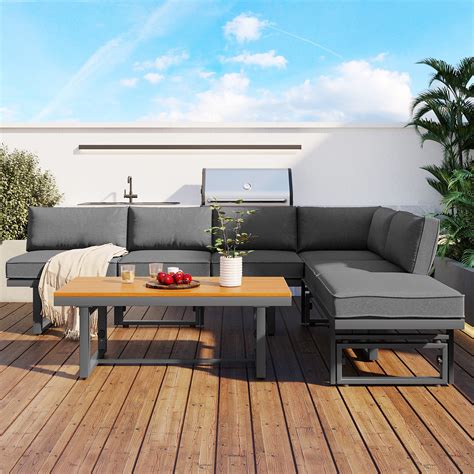 3-Piece Modern Multi-Functional Outdoor Sectional Sofa Set with Height ...