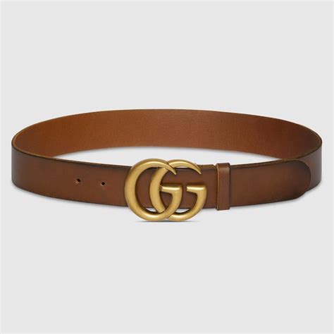 Wide Brown Leather Belt With Double G Buckle | GUCCI® US