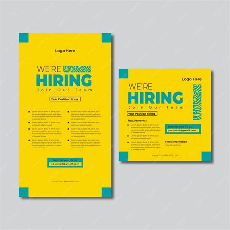 Job application design for social media yellow color | Premium Vector