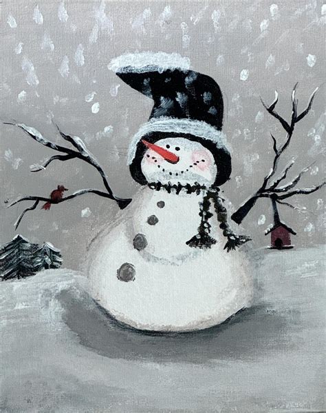 Hand-painted Snowman Canvas, Snowman Wall Art, Acrylic Decor Painting ...