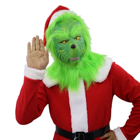 Buy The Grinch Full Head Mask Chrismas Prop Gift And Xmas Hat Gloves ...