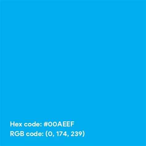 Cyan CMYK color hex code is #00AEEF