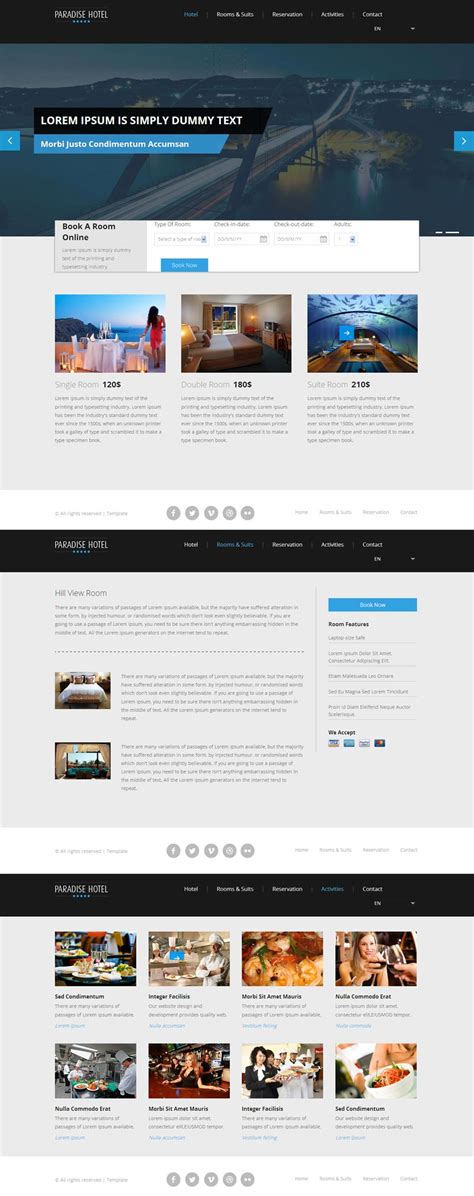 蓝色风格的旅游酒店响应式布局网站模板html整站下载 素材 - 外包123 www.waibao123.com