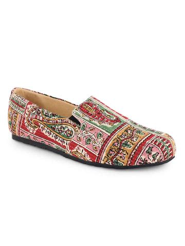 Buy Handmade Printed Belly Shoes for Women with Traditional Indian Art ...