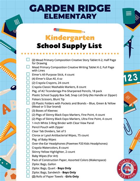 Garden Ridge Elementary – School Supply Lists – Comal Independent ...