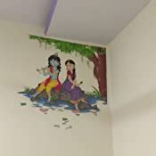 Buy Rawpockets Decals 'Lord Krishna Playing Flute with Radha on River ...