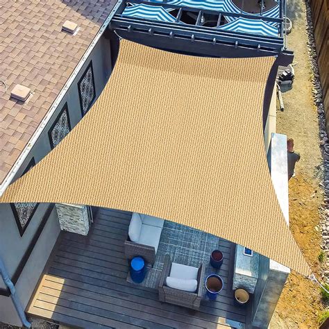 SUNLAX Large Sun Shade Sail, 20'x20' Sand Square Canopy Shades for ...