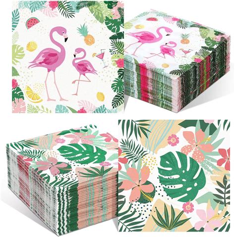 Amazon.com: Crtiin 200 Flamingo Paper Napkin Bulk Guest Hawaiian ...