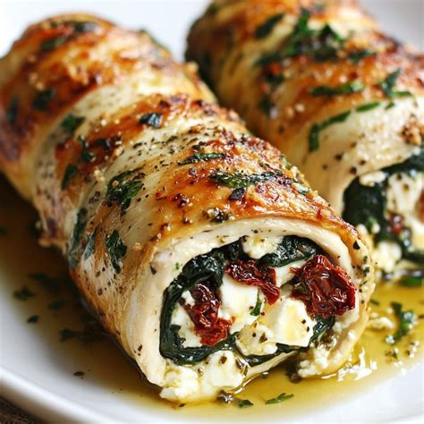 Rolled-Up Chicken with Feta, Spinach, and Sun-Dried Tomatoes - Savory ...