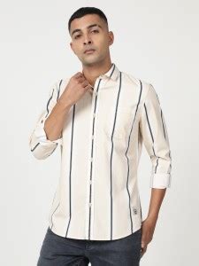 LEE Men Striped Casual White Shirt - Buy LEE Men Striped Casual White ...