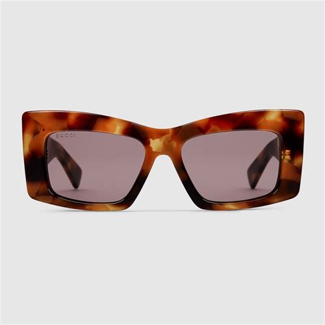Square frame sunglasses in light brown | GUCCI® AU