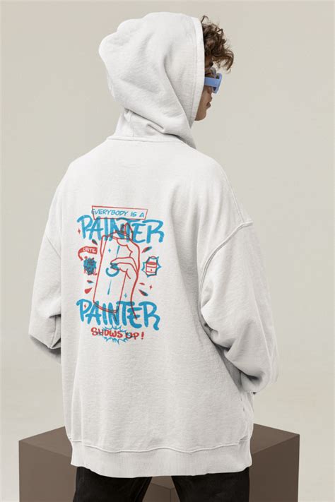 Everybody is A Painter White Printed Oversized Hoodie for men Rs 1469 ...