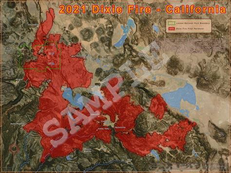 Custom Map of the 2021 Dixie Fire - Etsy