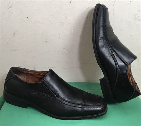 Joseph Abboud Leather Black Loafer Square Toe Slip On… - Gem