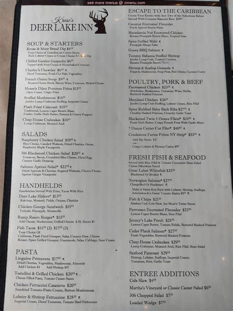 Online Menu of Kruse's Deer Lake Inn Restaurant, Clarkston, Michigan ...
