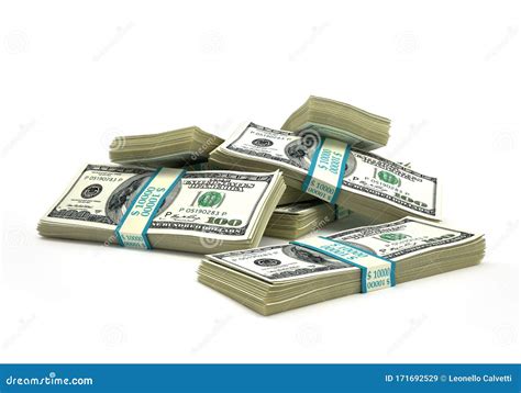 Money. Group Of Various USD Banknotes Wads And Rolls Stock Illustration ...