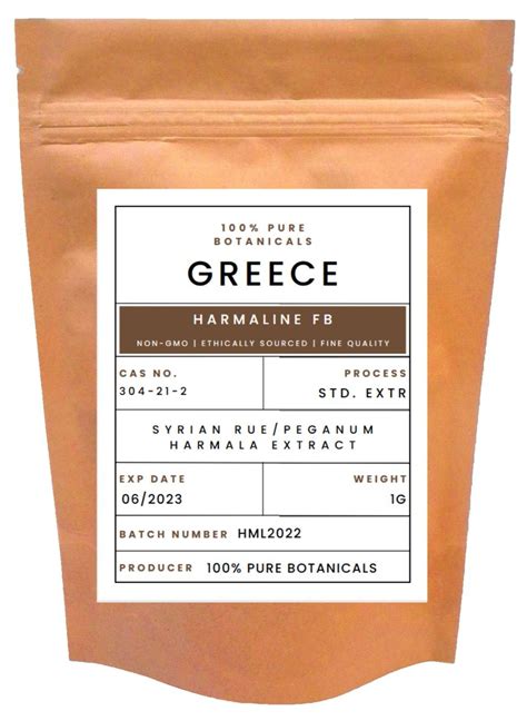 100% Pure Harmaline freebase CAS No. 304-21-2 Greece India - 1g