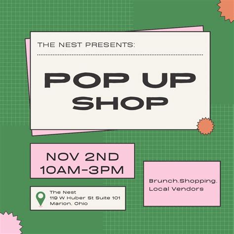 Pop Up Vendor Event at The Nest, 119 W Huber St Suite 101, Marion, OH ...