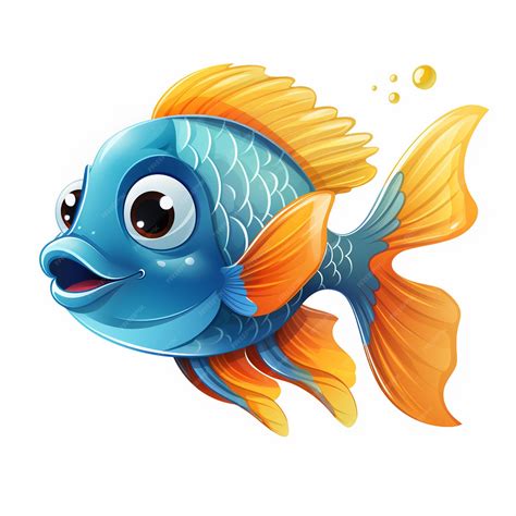 Cute cartoon sea fish isolated on white background | Premium AI ...