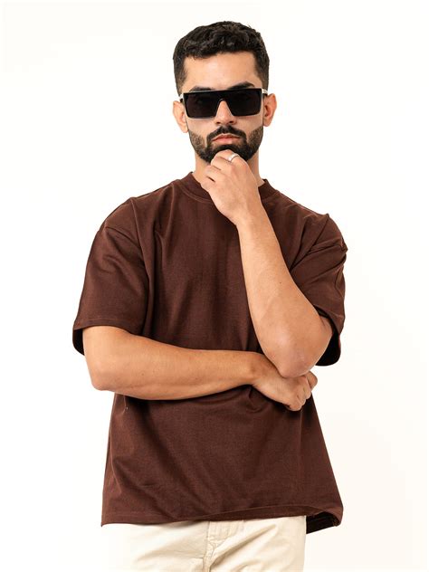 Buy Dark brown oversize French terry T-shirt Online