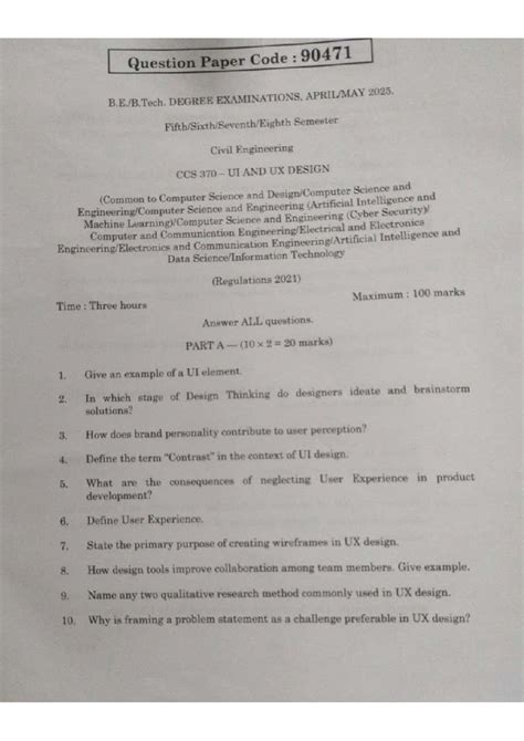 CCS370 Final Exam Question Paper 2025: UI and UX Design - Studocu