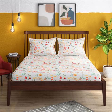 Buy PORTICO Brush Stroke Cotton 210TC Printed 3Pcs Super King Bedsheet ...