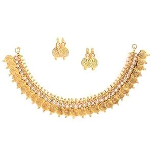 ZENEME Jewellery Set Gold Plated Traditional Temple Coin Maa Lakshmi ...