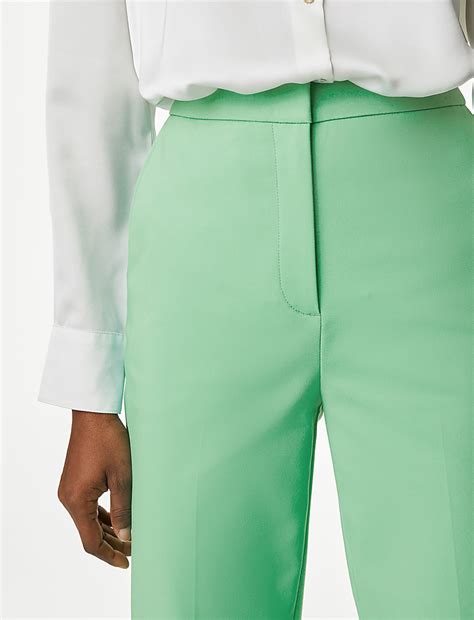 Buy Cotton Blend Slim Fit Ankle Grazer Trousers at Marks & Spencer